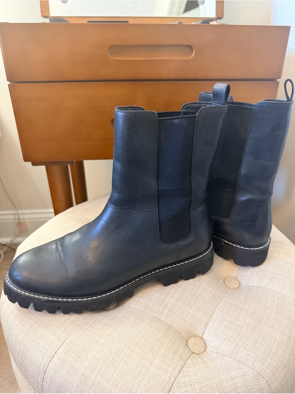 J. Crew Black Chelsea Lug Boots